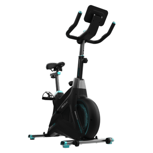 Imagen 2 Bicicleta indoor motorizada con resistencia magnética, volante de 10 kg, pantalla LCD táctil, pulsómetro y conexión APP para un entrenamiento inmersivo.