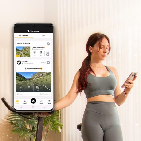 Imagen 6 Bicicleta indoor DrumFit con resistencia magnética, volante de 24 kg y conectividad APP. Pantalla LCD y pulsómetro integrados para entrenamientos avanzados.