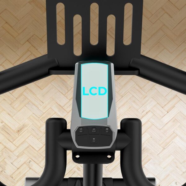 Imagen 8 Bicicleta indoor DrumFit con resistencia magnética, volante de 24 kg y conectividad APP. Pantalla LCD y pulsómetro integrados para entrenamientos avanzados.
