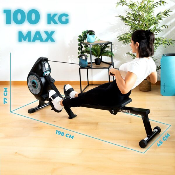 Imagen 8 Máquina de remo Drumfit Rower Eolo Magno con resistencia dual de aire y magnética. Incluye pantalla LCD y 8 niveles de intensidad para entrenar en casa.