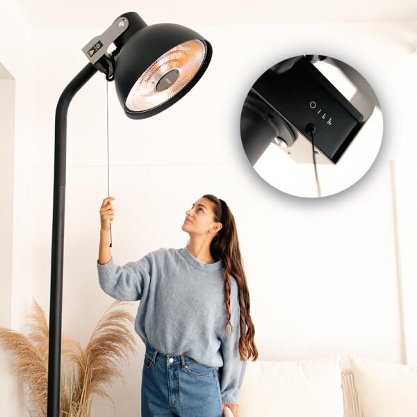 Imagen 7 Calefactor exterior de 2100 W con resistencia de carbono. Cuenta con 3 niveles de potencia, altura ajustable y protección IP24 ideal para terrazas y jardines.
