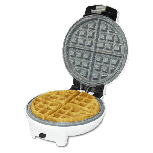Imagen 2 Gofrera eléctrica 3 en 1 de 700 W con diseño circular. Incluye placas intercambiables con revestimiento RockStone ecológico para gofres, donuts y muffins.