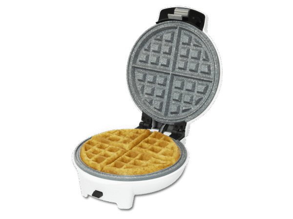 Imagen 2 Gofrera eléctrica 3 en 1 de 700 W con diseño circular. Incluye placas intercambiables con revestimiento RockStone ecológico para gofres, donuts y muffins.