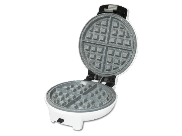 Imagen 3 Gofrera eléctrica 3 en 1 de 700 W con diseño circular. Incluye placas intercambiables con revestimiento RockStone ecológico para gofres, donuts y muffins.