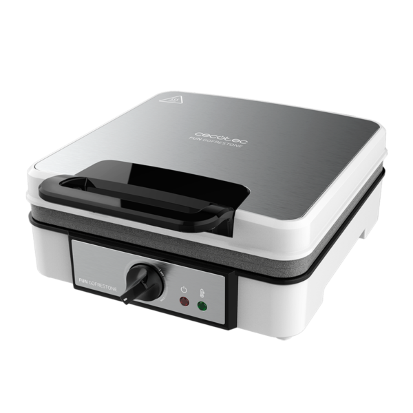 Imagen 3 Gofrera eléctrica de 1200 W con acabados en acero inoxidable. Prepara 4 gofres con revestimiento RockStone antiadherente y potencia regulable.