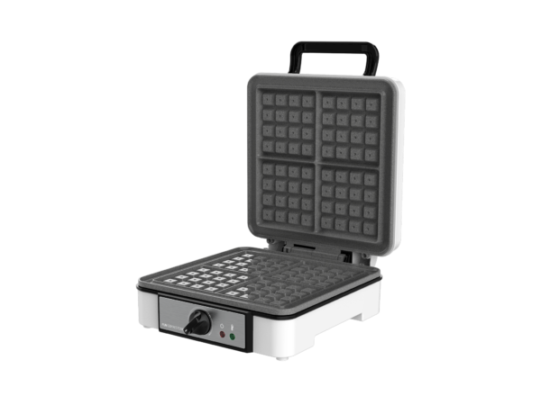 Imagen 4 Gofrera eléctrica de 1200 W con acabados en acero inoxidable. Prepara 4 gofres con revestimiento RockStone antiadherente y potencia regulable.