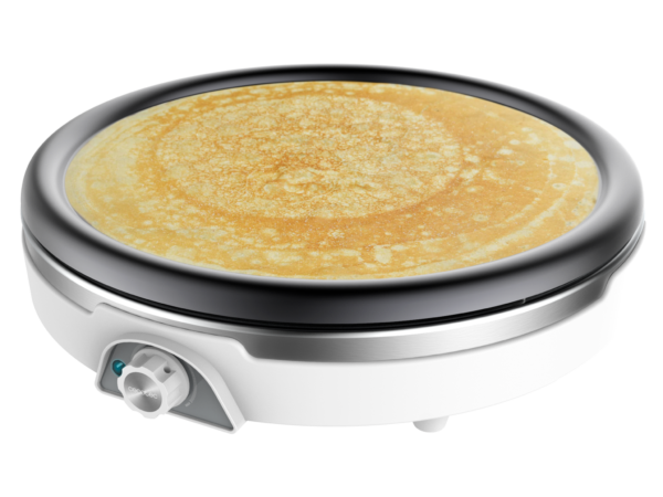 8019-Imagen-4 Imagen 4 Crepera eléctrica de 1000 W con placa XL de 38 cm y revestimiento RockStone antiadherente. Termostato regulable y acabado Inox para cocinar crepes uniformes.