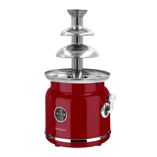 Imagen 2 Fuente de chocolate Fun Chocolicious de 90 W con diseño retro. Torre de acero inoxidable con 3 niveles de cascada fluida. Desmontable y fácil de limpiar.