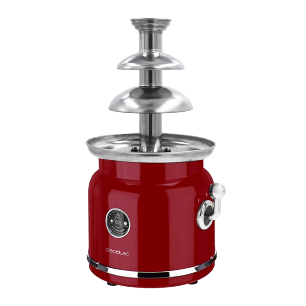 Imagen 2 Fuente de chocolate Fun Chocolicious de 90 W con diseño retro. Torre de acero inoxidable con 3 niveles de cascada fluida. Desmontable y fácil de limpiar.
