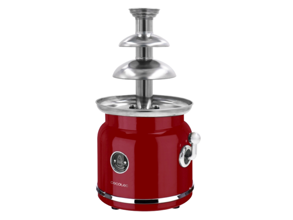 Imagen 3 Fuente de chocolate Fun Chocolicious de 90 W con diseño retro. Torre de acero inoxidable con 3 niveles de cascada fluida. Desmontable y fácil de limpiar.