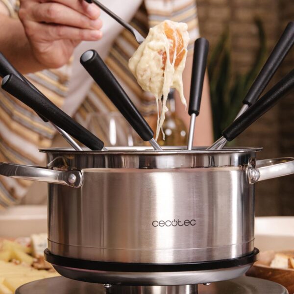 Imagen 8 Fondue eléctrica de 1500 W en acero inoxidable. Ideal para queso, aceite y chocolate. Incluye termostato regulable y 8 tenedores para compartir.