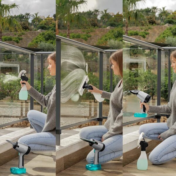 Imagen 4 Aspirador limpiacristales Conga Rockstar 3700 Glass 3 en 1: pulveriza, limpia y aspira. Autonomía de 30 min, batería de 3,7 V y depósito de 100 ml para cristales.