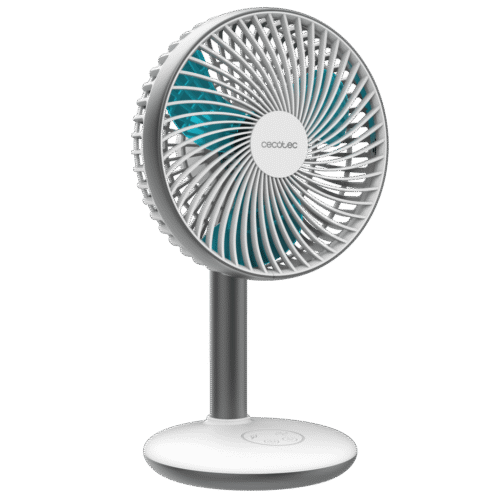 8198-Imagen-2 Imagen 2 Ventilador portátil de sobremesa con batería de 4000 mAh y gran autonomía. Incluye oscilación automática, control táctil, carga USB-C y 4 velocidades silenciosas.