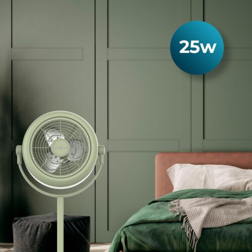 8206-Imagen-2 Imagen 2 Ventilador de pie estilo retro EnergySilence 250 ClassicStyle Green de 10 pulgadas. Potencia de 25 W, inclinación ajustable y diseño vintage en color verde.