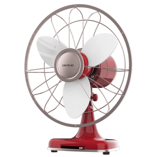 8219-Imagen-2 Imagen 2 Ventilador de sobremesa retro de 45 W con 30 cm de diámetro. Cuenta con 3 velocidades, oscilación automática, 4 aspas y elegante acabado metálico cromado.