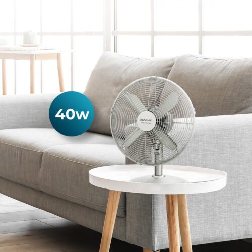 8232-Imagen-2 Imagen 2 Ventilador de sobremesa de 40 W con diseño retro cromado y 4 aspas. Ofrece 3 velocidades, oscilación automática y tecnología silenciosa para máximo confort.