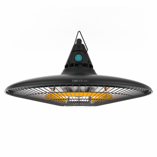 Imagen 2 Calefactor de exterior de techo con 1500 W de potencia. Cuenta con sistema de calefacción halógena, protección IP55 y mando a distancia para un control total.