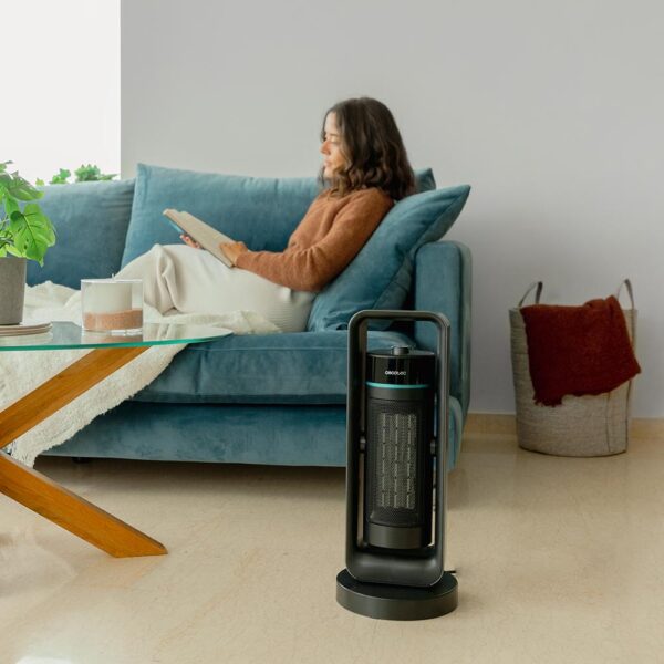 8272-Imagen-5 Imagen 5 Calefactor cerámico vertical de 2000 W con oscilación y termostato regulable. Incluye 3 modos de funcionamiento y protección contra sobrecalentamiento.