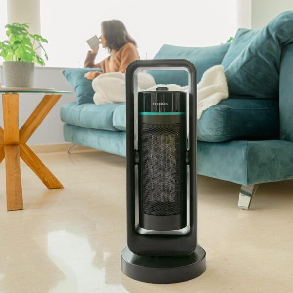 8272-Imagen-8 Imagen 8 Calefactor cerámico vertical de 2000 W con oscilación y termostato regulable. Incluye 3 modos de funcionamiento y protección contra sobrecalentamiento.