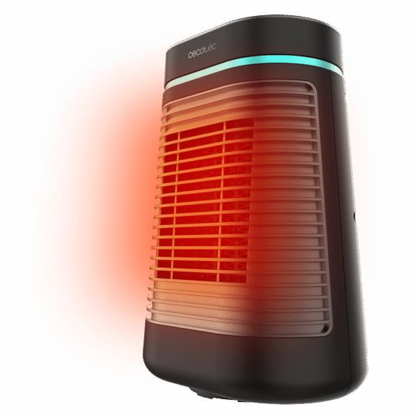 Imagen 2 Calefactor cerámico negro de 1500 W con oscilación y 3 modos. Diseño compacto, tecnología PTC eficiente y triple sistema de seguridad para el hogar.