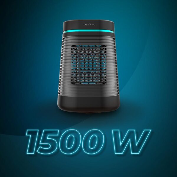 Imagen 5 Calefactor cerámico negro de 1500 W con oscilación y 3 modos. Diseño compacto, tecnología PTC eficiente y triple sistema de seguridad para el hogar.