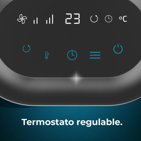 8291-Imagen-7 Imagen 7 Calefactor cerámico de 1500 W con pantalla digital y oscilación automática. Integra termostato regulable y 3 modos para una climatización eficiente y segura.