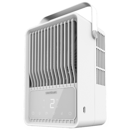 8358-Imagen-2 Imagen 2 Climatizador de sobremesa con depósito de 500 ml y pantalla táctil. Sistema silencioso con temporizador y diseño compacto para la climatización personal.