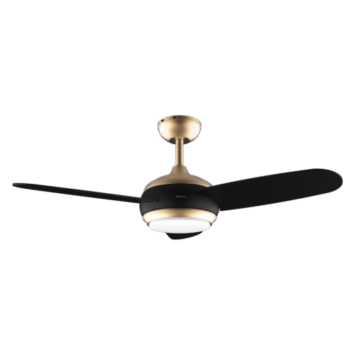 Imagen 2 Ventilador de techo de 42" con luz LED y motor de cobre de 65 W. Diseño reversible GoldBlack, 3 velocidades, temporizador y mando a distancia para máximo confort.