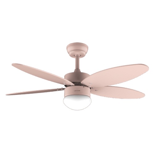 Imagen 2 Ventilador de techo DC de 42" y 40W con luz LED. Silencioso, eficiente, con 6 velocidades, temporizador, mando a distancia y aspas reversibles naranjas.