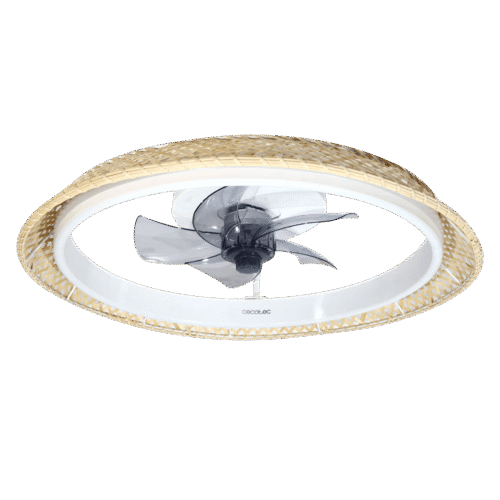 Imagen 2 Ventilador de techo con motor DC silencioso, luz LED 45W y mando a distancia. Diseño natural, 5 aspas y sistema de inversión de giro para verano e invierno.