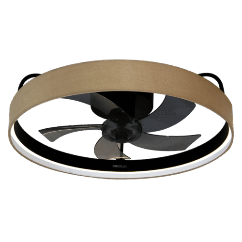 8636-Imagen-2 Imagen 2 Ventilador de techo con luz LED de 45W y motor DC silencioso de 15W. Diseño beige de 17 pulgadas, mando a distancia, 3 tonos de luz y función verano/invierno.