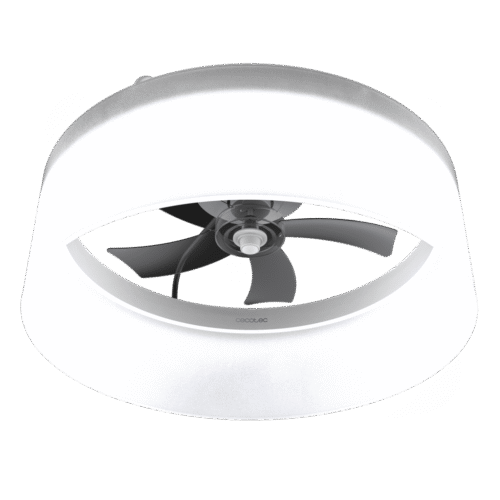 Imagen 2 Ventilador de techo con luz LED de 45W y motor DC silencioso de 15W. Diseño compacto de 17 pulgadas con 5 aspas, mando a distancia y función verano-invierno.