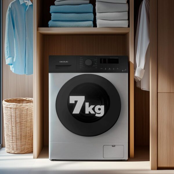 Imagen 5 Lavadora Cecotec Bolero DressCode 7150 Inverter Steel de 7 kg y 1400 rpm. Motor Inverter Plus, Steam Max y eficiencia clase A para un lavado impecable.