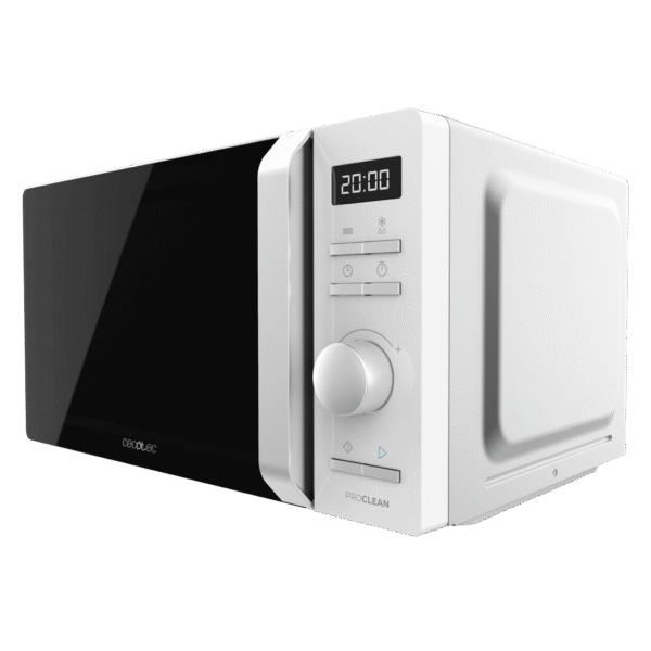 Microondas Cecotec ProClean 3010 color blanco con mandos giratorios y tirador frontal