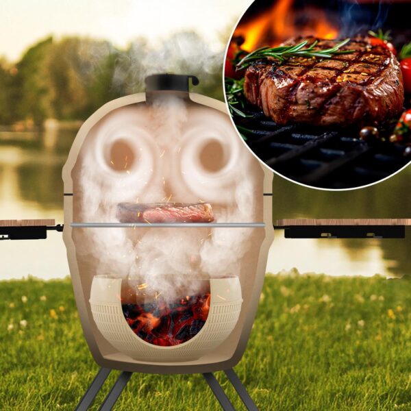 Imagen 6 Barbacoa de cerámica Cecotec DragonFire 6600 con resistencia térmica de hasta 1000º, sólido soporte de hierro fundido y control preciso de flujo de aire.