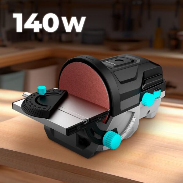 Imagen 3 Lijadora de disco de sobremesa PerfectSurface 1000 Stand Disc con 140 W, disco de 125 mm y mesa ajustable hasta 45º para acabados precisos en madera y metal.