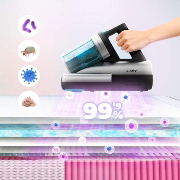 Imagen 5 Aspirador de colchones Conga Rockstar 4000 Mattress con 400 W y 13 kPa. Luz UV-C desinfectante y aire caliente para eliminar ácaros y alérgenos de tapicerías.