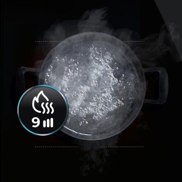 Imagen 7 Placa de inducción Bolero Squa I 4800 TotalFlex de 7400 W con 9 niveles de potencia, control táctil slider y sistema TotalFlex para máxima flexibilidad en cocina.