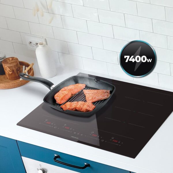 Imagen 8 Placa de inducción Bolero Squa I 4800 TotalFlex de 7400 W con 9 niveles de potencia, control táctil slider y sistema TotalFlex para máxima flexibilidad en cocina.