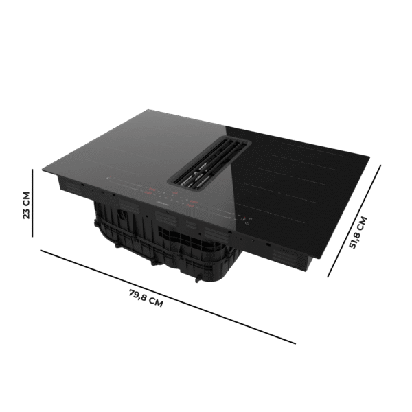 Imagen 3 Placa de inducción Cecotec con campana integrada de 7400W. Incluye sistema TotalFlex, succión de 630m3/h, 15 niveles de potencia y clasificación energética Clase A.