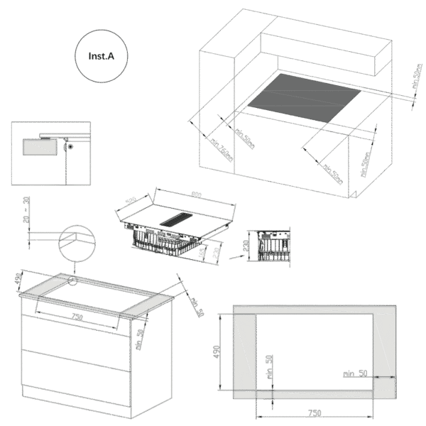 Imagen 5 Placa de inducción Cecotec con campana integrada de 7400W. Incluye sistema TotalFlex, succión de 630m3/h, 15 niveles de potencia y clasificación energética Clase A.