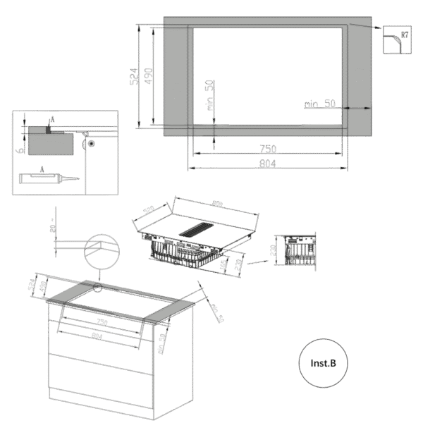 Imagen 6 Placa de inducción Cecotec con campana integrada de 7400W. Incluye sistema TotalFlex, succión de 630m3/h, 15 niveles de potencia y clasificación energética Clase A.