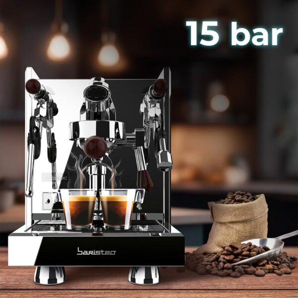 Imagen 4 Cafetera espresso Baristeo Iconic de Cecotec con 1630 W, 20 bares y manómetro PressurePro. Prepara cafés profesionales con la mejor crema y aroma en casa.