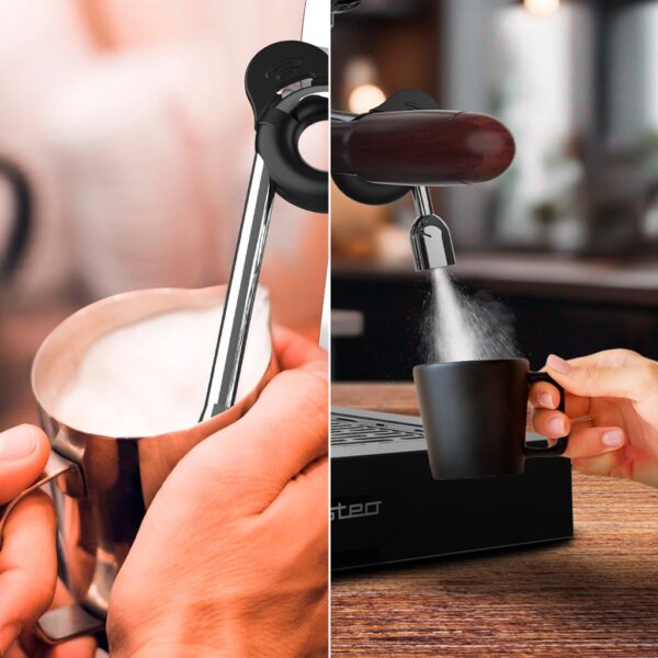 Imagen 8 Cafetera espresso Baristeo Iconic de Cecotec con 1630 W, 20 bares y manómetro PressurePro. Prepara cafés profesionales con la mejor crema y aroma en casa.