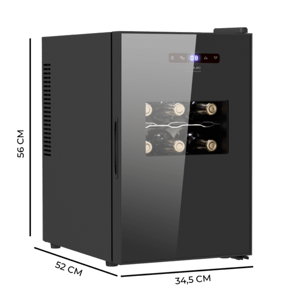 Imagen 3 Vinoteca Bolero GrandSommelier 1550 CoolCrystal con capacidad para 15 botellas, tecnología Hyper-cooling, panel táctil y temperatura regulable de 8 a 18 ºC.