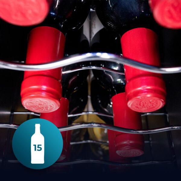 Imagen 4 Vinoteca Bolero GrandSommelier 1550 CoolCrystal con capacidad para 15 botellas, tecnología Hyper-cooling, panel táctil y temperatura regulable de 8 a 18 ºC.