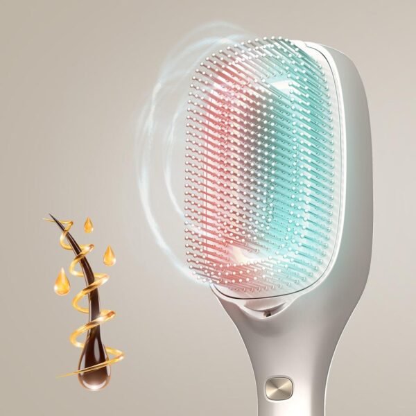 Imagen 4 Cepillo reparador HairCare Revitalize Champagne con 5 tecnologías: vibración, iones, EMS, LLLT y LED para regenerar la cutícula y revitalizar el cabello.