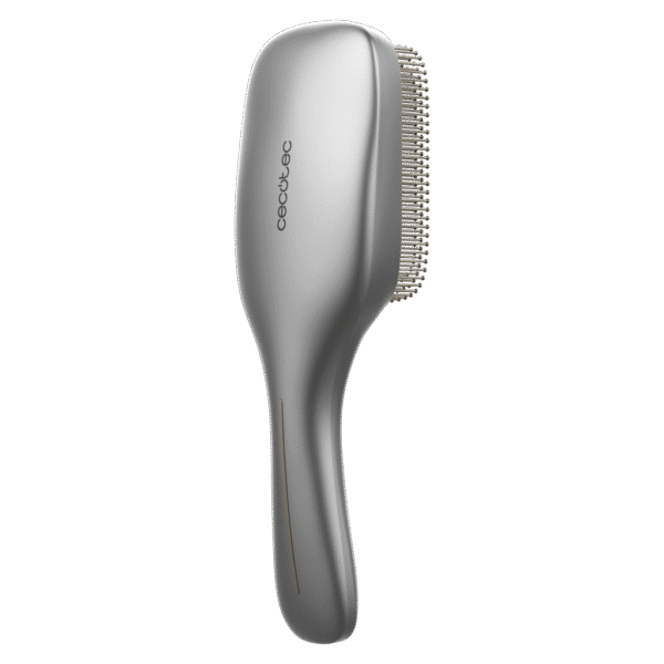 Imagen 2 Cepillo reparador HairCare Revitalize Aluminum de Cecotec con 5 tecnologías: vibración, iones, EMS, láser LLLT y luces LED para regenerar la cutícula capilar.