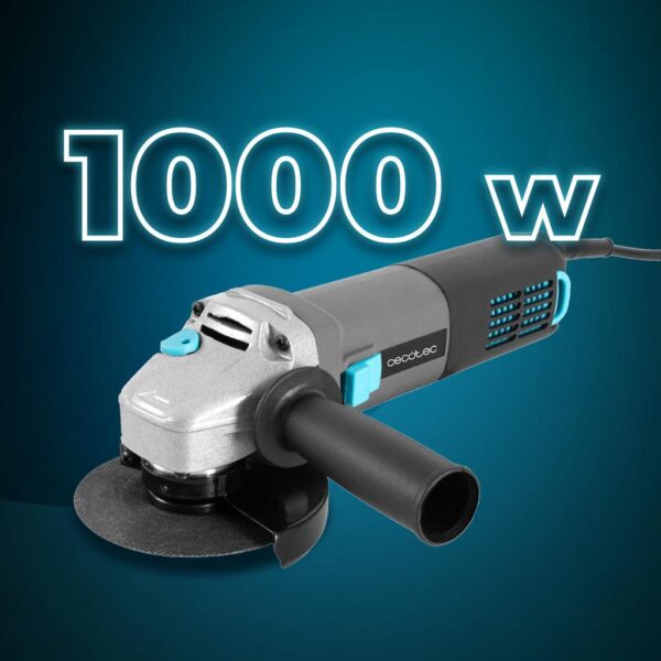 Imagen 3 Amoladora angular Cecotec RadialPower 1000 Filtra de 1000W y 16.000 rpm. Compatible con discos de 125mm. Incluye filtros antipolvo, 8 discos y maletín.