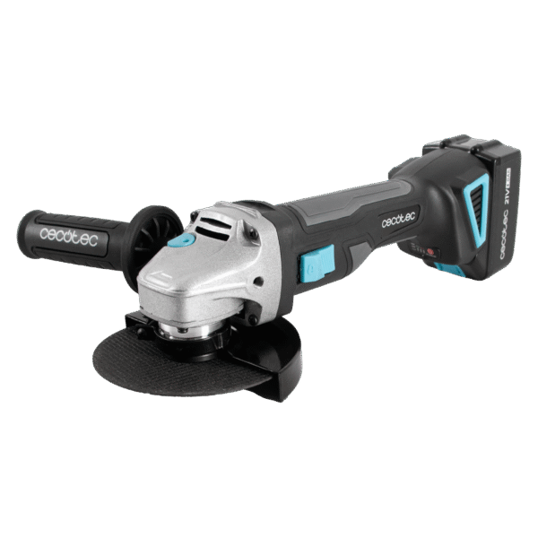 Imagen 2 Amoladora angular a batería RadialPower 2120 Freemove de Cecotec. Motor Brushless 21V, 12000 rpm, compatible con discos de 125mm. Incluye 8 discos y maletín.